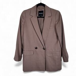 Madewell Brown Double Breasted Oversized Fit Blazer Jacket Womens XS Fall Preppy